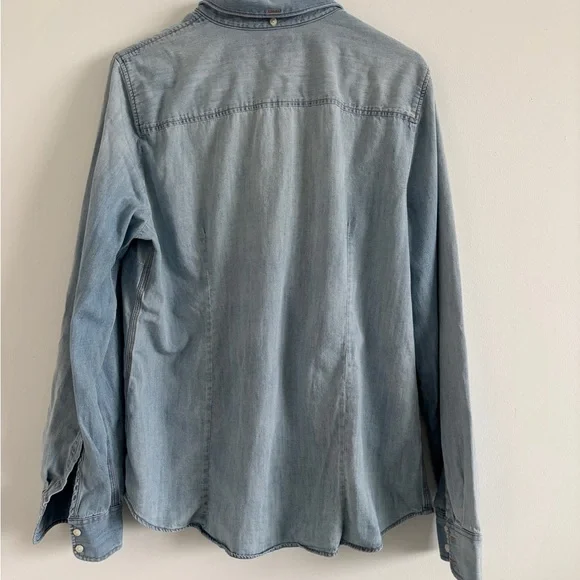 J. Crew Perfect Fit Denim Chambray Button Down Shirt 100% Cotton Sz L Western - Picture 9 of 10